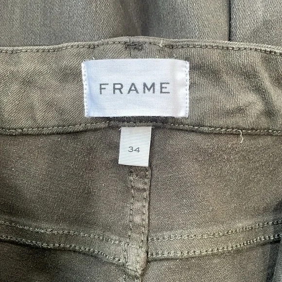 NWT Anthropologie Frame Green Le Crop Mini Boot Mid Rise Coated Denim Jeans 34 - Picture 12 of 13